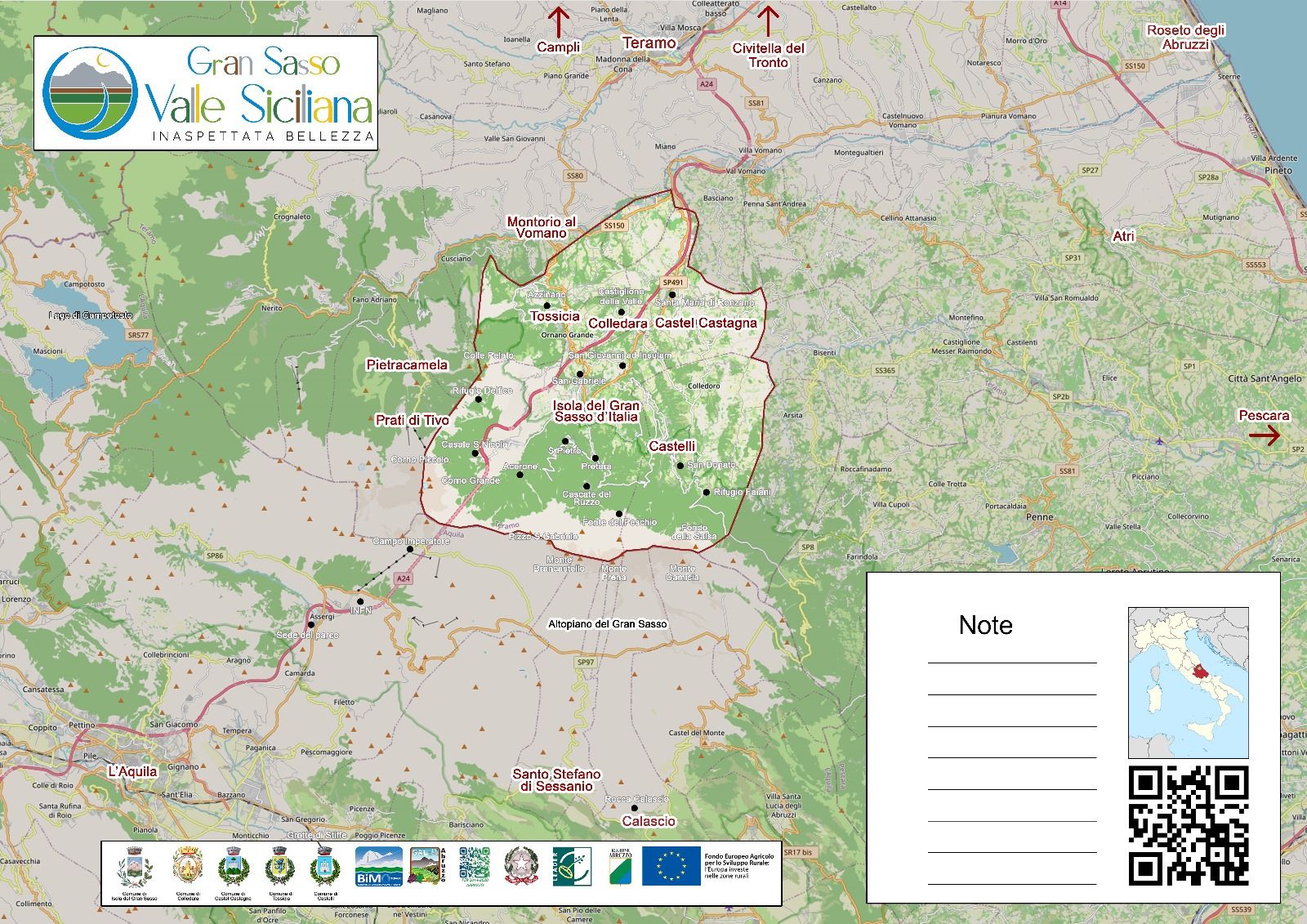 mappa Valle Sicialana del Gran Sasso D'Italia